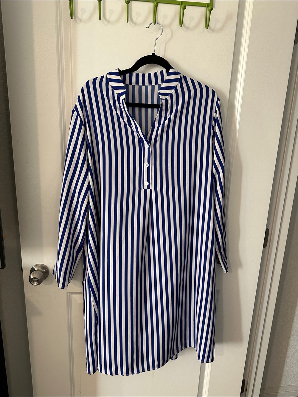 Blue and White Vertical Stripe Men’s Shirt